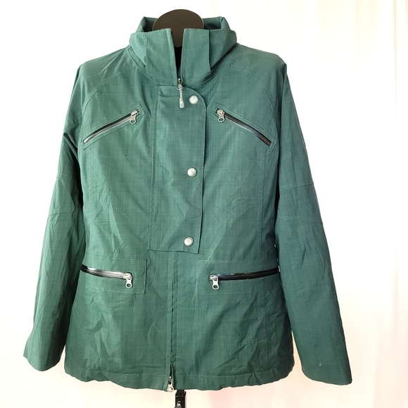 ATHLETA Weather PROOF Jacket REMOVABLE Snow GUARD Size Large Green - Picture 1 of 4